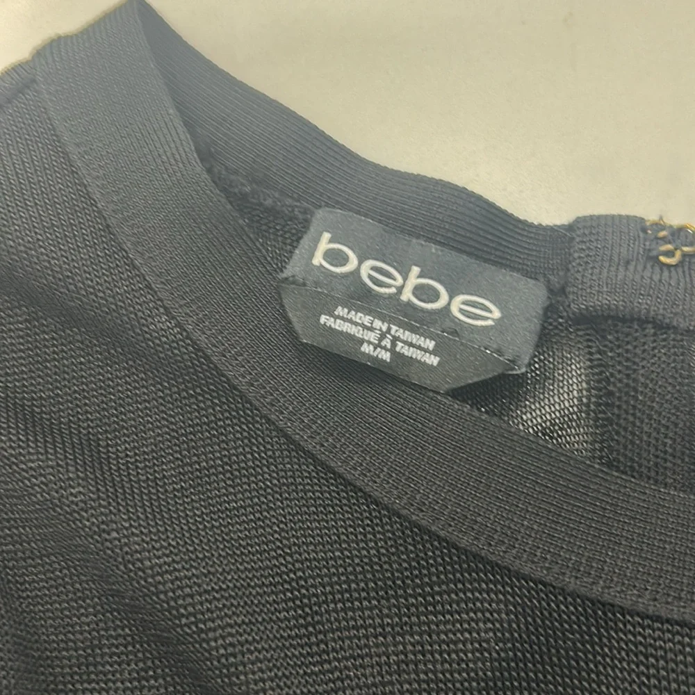 Bebe Black Mummy Bandage Body Hugger Dress. Sheer Mesh Top. Full Back Zip. SizeM - Picture 13 of 16